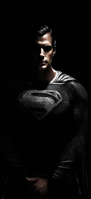 Superman in Dark Armor with Metallic S Emblem in Dramatic Low-Key Lighting, Black Suit Superman , Superman Abstract HD phone wallpaper