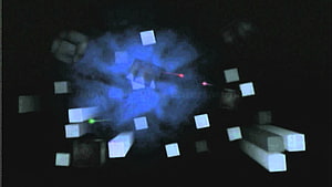 PlayStation 2 Strange Startup Glitch with Blue Smoke and Floating Cubes HD wallpaper