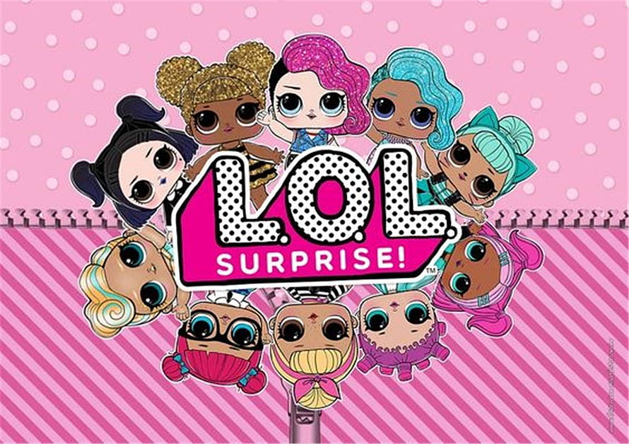 L.O.L. Surprise Dolls Group Illustration on Pink Polka Dot Background HD wallpaper