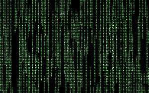 Green Digital Matrix Code Rain on Black Background HD wallpaper