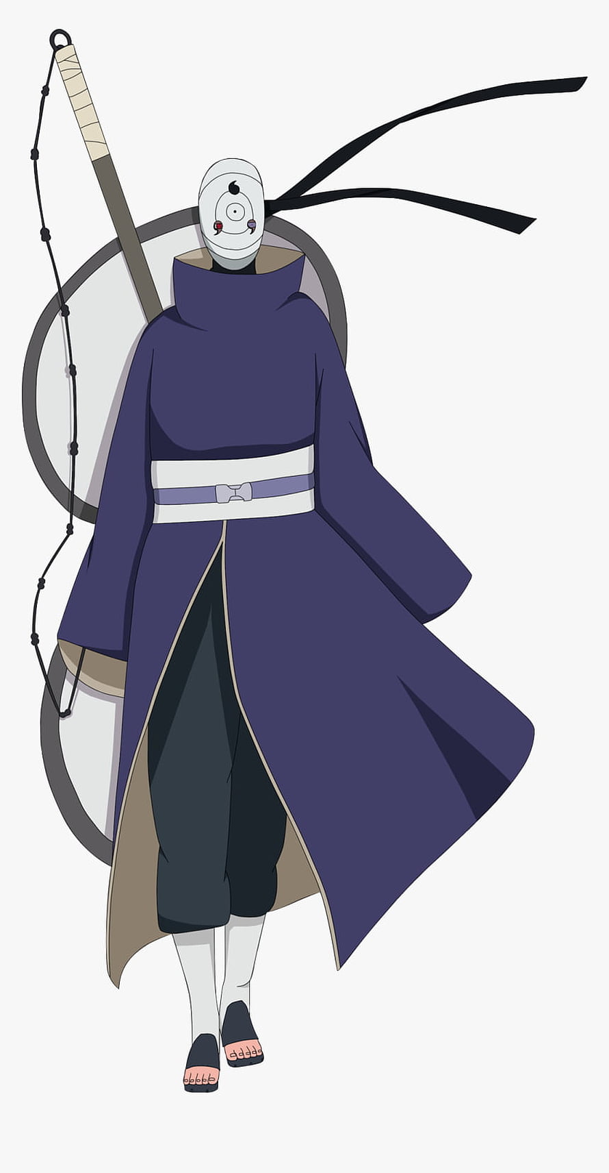 Obito Uchiha Character Design in Purple Cloak with Mask and Sword HD phone wallpaper