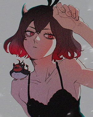 Nero from Black Clover anime illustration with horns and red eyes HD phone wallpaper