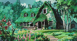 Kiki's Delivery Service Studio Ghibli Cottage in Lush Garden HD wallpaper
