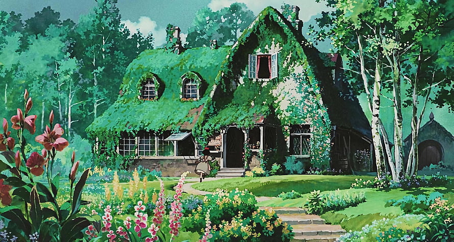 Kiki's Delivery Service Studio Ghibli Cottage in Lush Garden HD wallpaper
