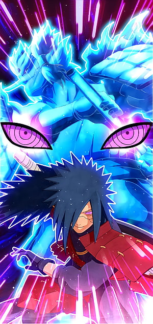 Madara Uchiha with Rinnegan and Susanoo in Naruto Anime Artwork HD phone wallpaper