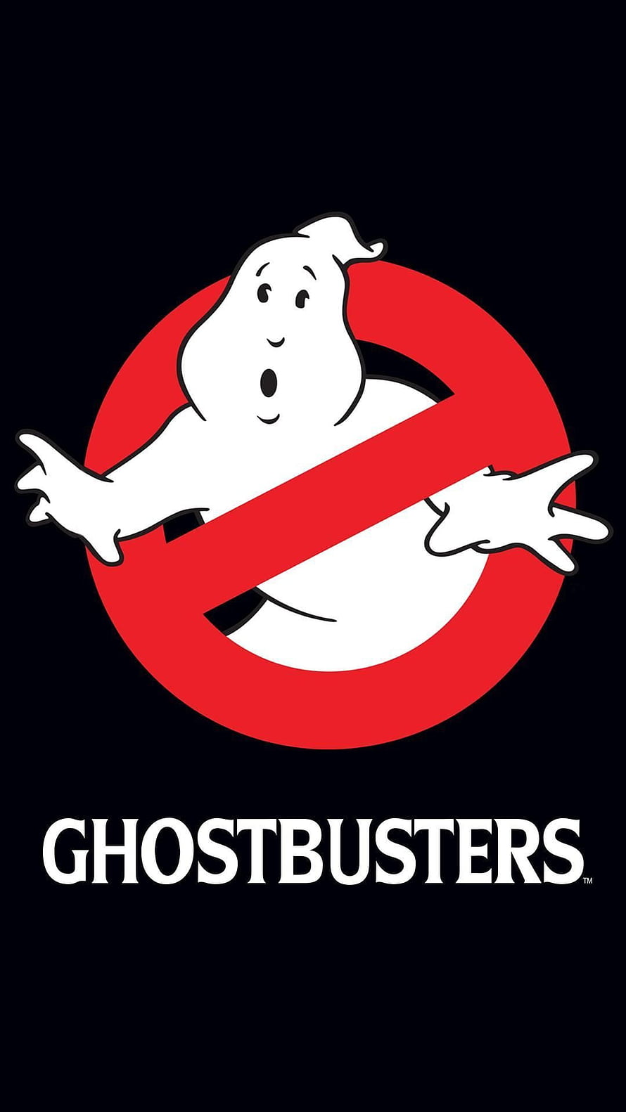 Ghostbusters Classic Logo with Friendly Ghost and Red Prohibition Sign on Black Background HD phone wallpaper