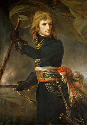 Napoleon Bonaparte in Military Uniform Holding Sword and Standard HD phone wallpaper