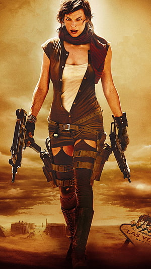 Alice from Resident Evil Extinction Walking Through Post-Apocalyptic Las Vegas Desert HD phone wallpaper