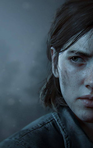 Ellie from The Last of Us Part 2 in a moody close-up portrait with a somber expression HD phone wallpaper