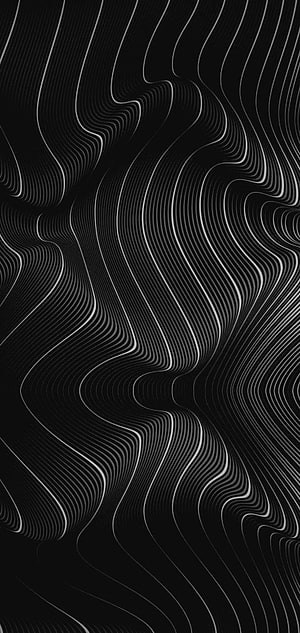 Monochrome Wavy Line Art Abstract Pattern with Flowing Contours on Black Background HD phone wallpaper