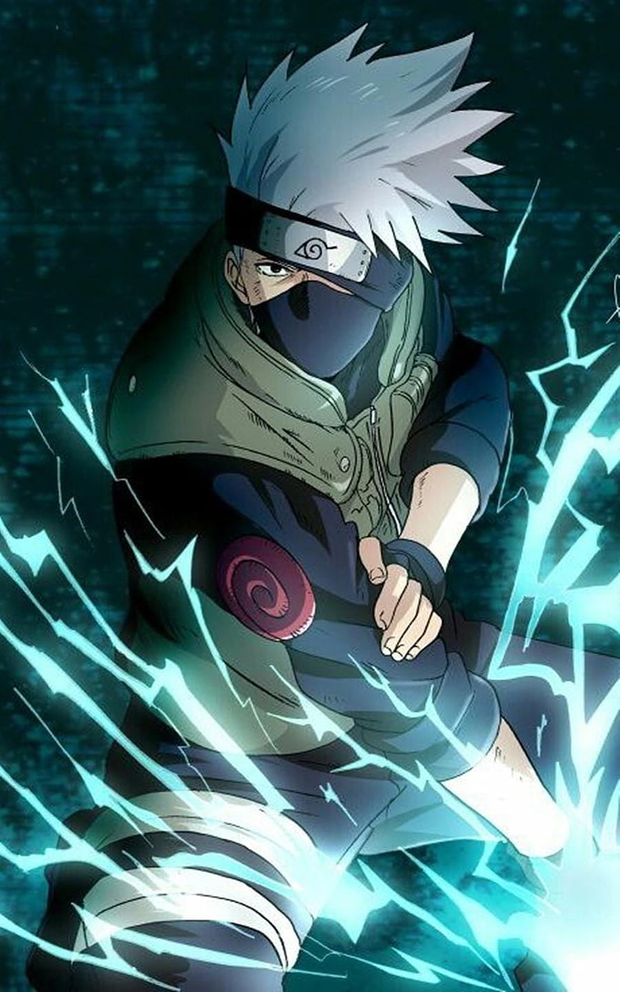 Kakashi Hatake Channeling Lightning Chakra in Dark Anime Illustration HD phone wallpaper
