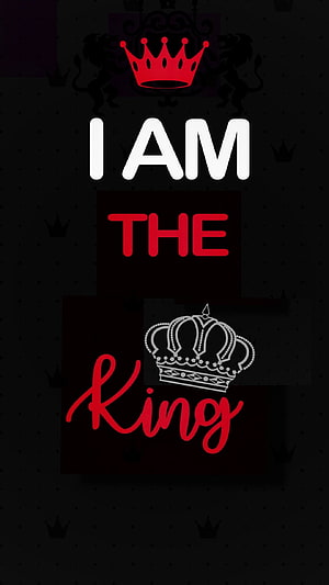 I Am The King Typography Design with Red Crown Icon on Black Background HD phone wallpaper