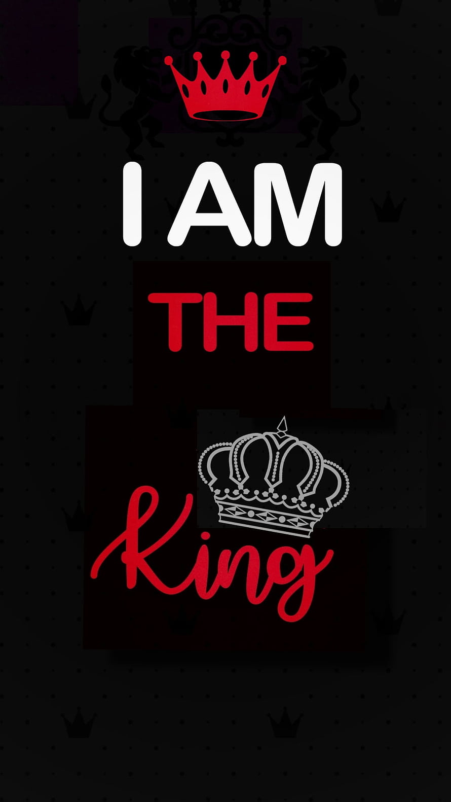 I Am The King Typography Design with Red Crown Icon on Black Background HD phone wallpaper