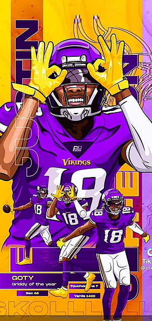 Justin Jefferson Griddy Celebration Minnesota Vikings Football Illustration HD phone wallpaper