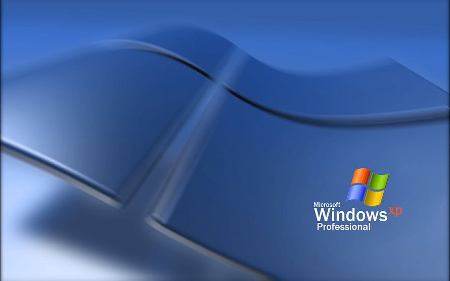 Classic Microsoft Windows XP Professional Desktop Background with Blue Wave Design HD wallpaper