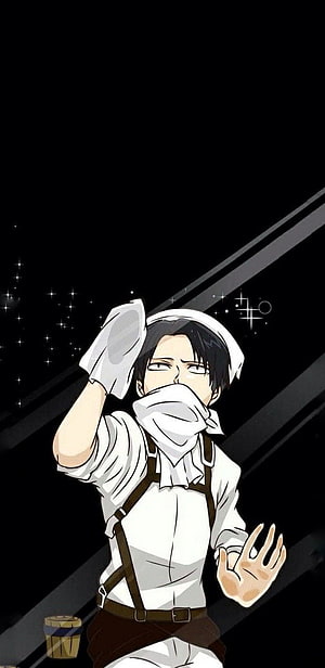 Levi Ackerman Wiping Screen in White Uniform Against Dark Background, Levi ackerman screen cleaning . Anime lock screen , Levi ackerman, Attack on titan aesthetic, Levi Cleaning HD phone wallpaper