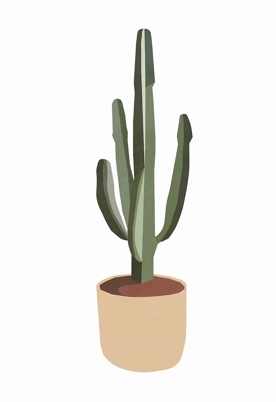Minimalist Arizona Cactus Illustration in a Terracotta Pot for Modern Home Decor HD phone wallpaper