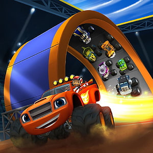 Blaze and the Monster Machines Animated Monster Truck Racing Scene HD phone wallpaper