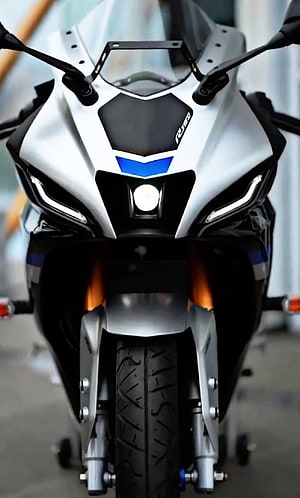 Yamaha R15M V4 Sportbike Front View with Aggressive LED Headlights and Blue Accents HD phone wallpaper