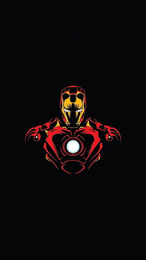 Minimalist Iron Man Vector Illustration with Glowing Arc Reactor on Black Background, Marvel Hero, Iron man, minimalist . Iron man, Iron Man Vector HD phone wallpaper