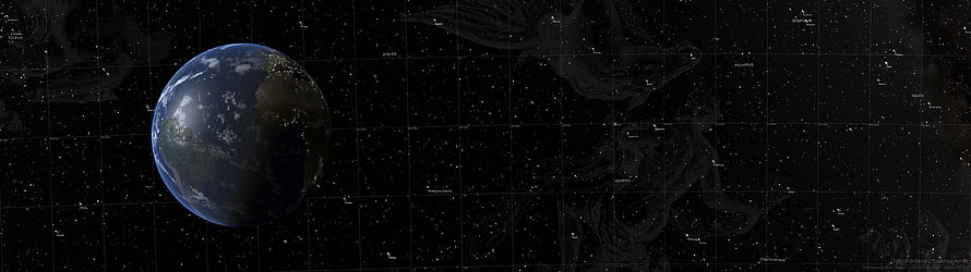 Earth from Space with Star Grid and Nebulae in Deep Black Void HD wallpaper