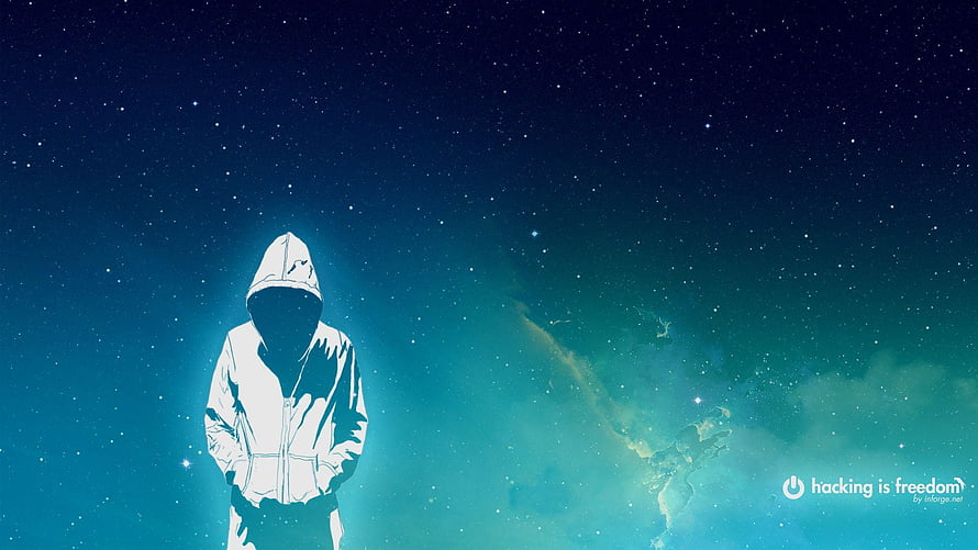 Parrot Security OS Hacker Silhouette Against Starry Night Sky HD wallpaper