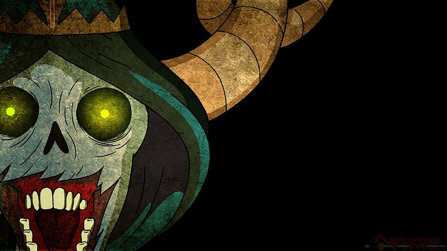 Lich Character from Adventure Time with Glowing Eyes and Horned Crown HD wallpaper
