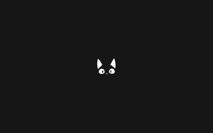 Minimalist White Cat Face Peeking from Dark Void Aesthetic Wallpaper HD wallpaper
