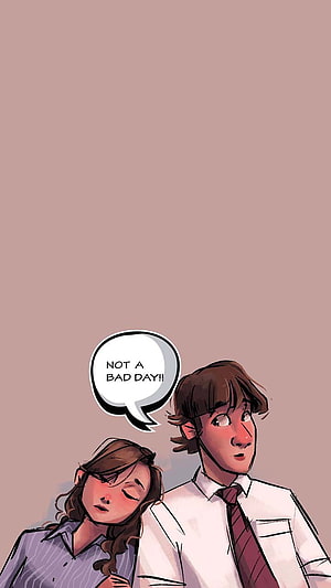 Jim and Pam Office Romance Comic Panel with Speech Bubble HD phone wallpaper