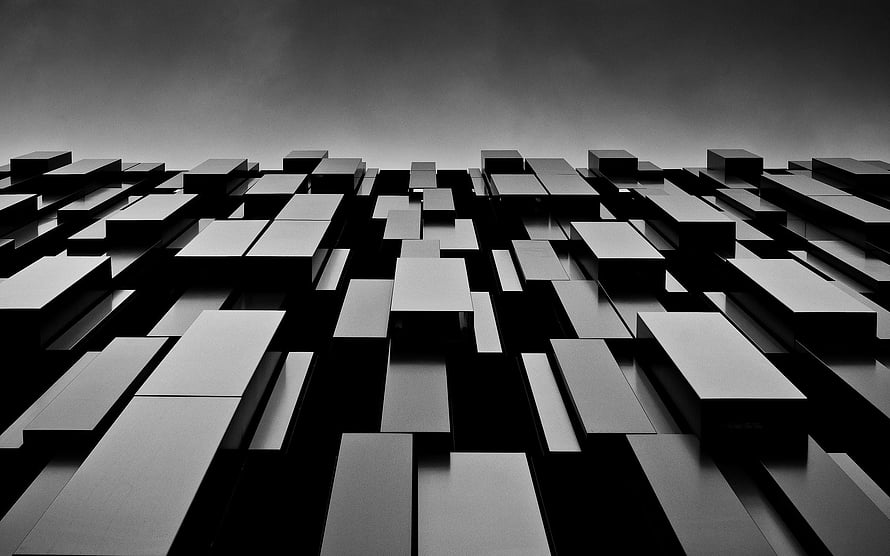 Monochromatic Abstract Architecture With Floating Geometric Blocks HD wallpaper