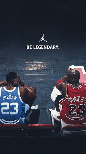 Michael Jordan in Chicago Bulls and Dallas Mavericks jerseys sitting on the bench HD phone wallpaper