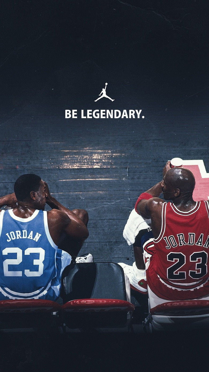 Michael Jordan in Chicago Bulls and Dallas Mavericks jerseys sitting on the bench HD phone wallpaper