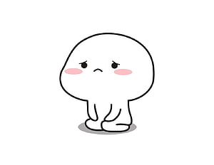 Sad White Blob Character with Blush and Frown in Minimalist Cartoon Style HD wallpaper