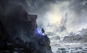 Star Wars Jedi Fallen Order Concept Art Featuring Cal Kestis on a Rocky Cliff HD wallpaper