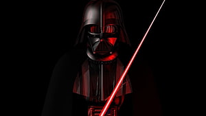 Darth Vader Holding Red Lightsaber Against Black Background HD wallpaper