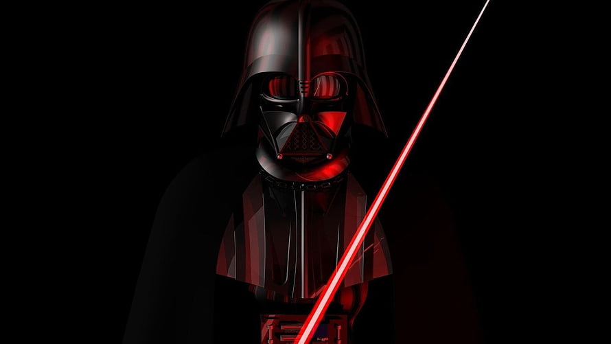 Darth Vader Holding Red Lightsaber Against Black Background HD wallpaper