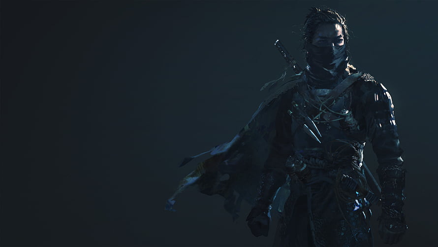 Ghost of Tsushima Ronin Samurai in Dark Armor with Katana and Mask HD wallpaper
