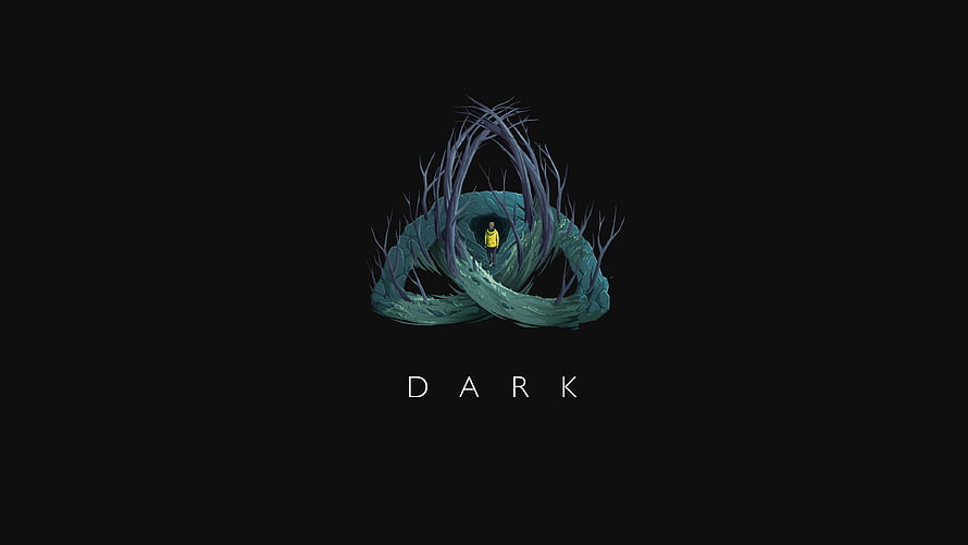 Dark Netflix Series Title Card with Triangular Knot and Lone Figure HD wallpaper