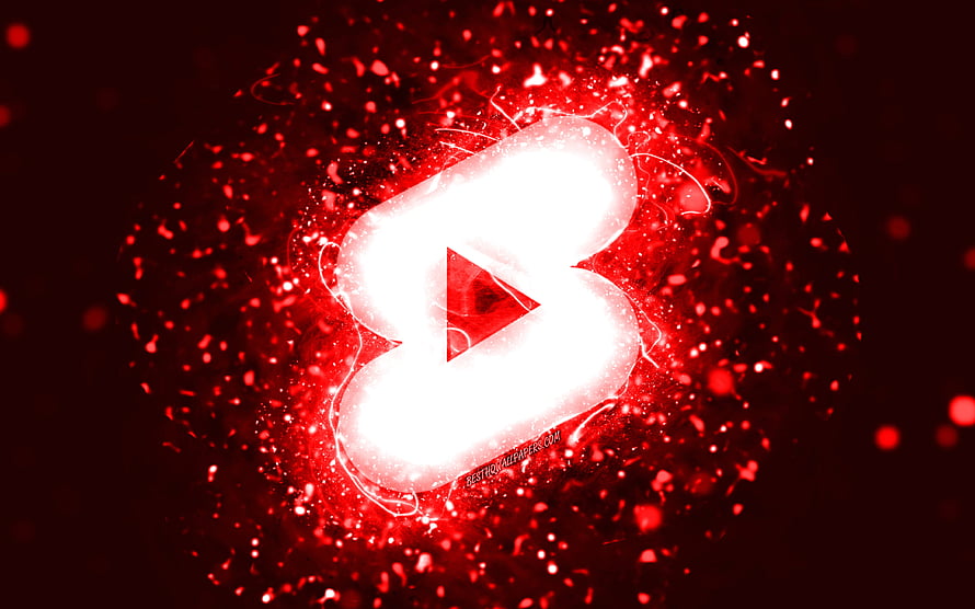 Glowing YouTube Shorts Logo With Red Particle Explosion And Neon Light Effects HD wallpaper