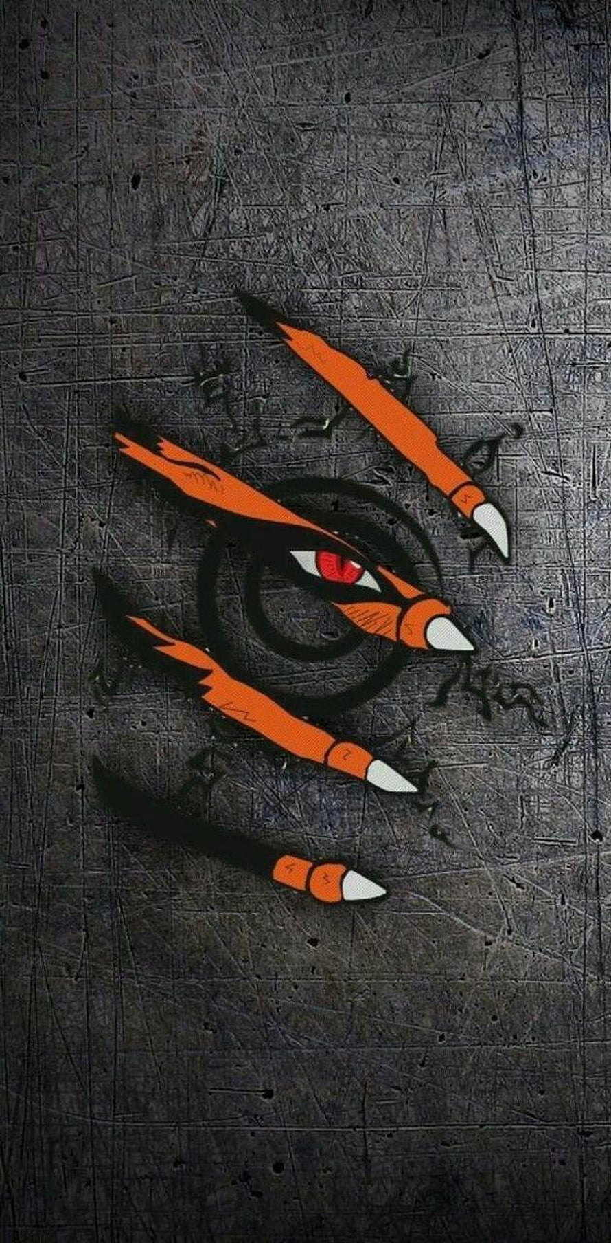 Kurama Nine-Tailed Fox Eye and Claws on Dark Grunge Texture HD phone wallpaper