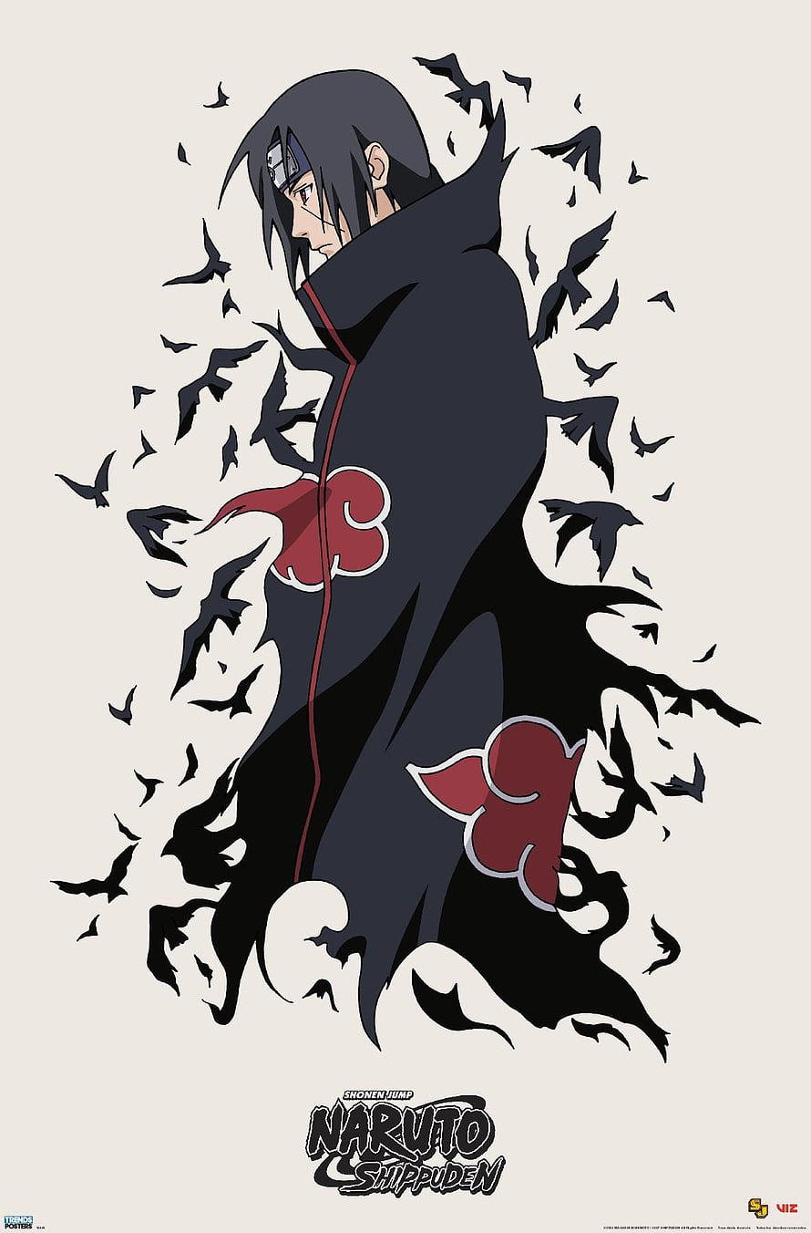 Itachi Uchiha in Akatsuki Cloak with Black Birds from Naruto Shippuden HD phone wallpaper