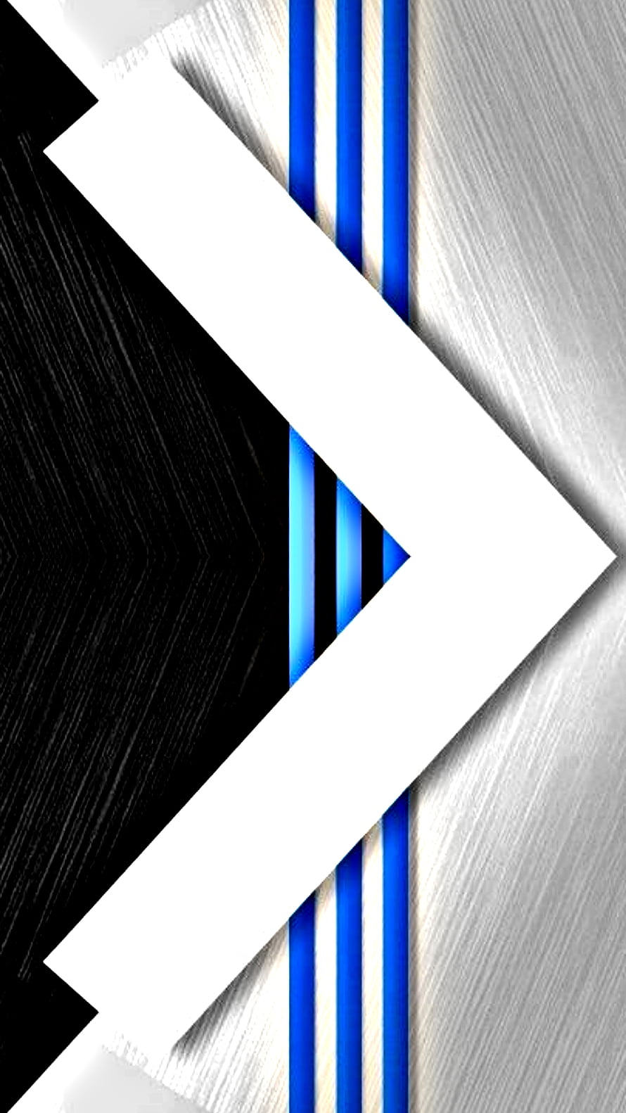 Abstract Geometric Arrow Design With Blue Vertical Lines And Brushed Metal Texture HD phone wallpaper