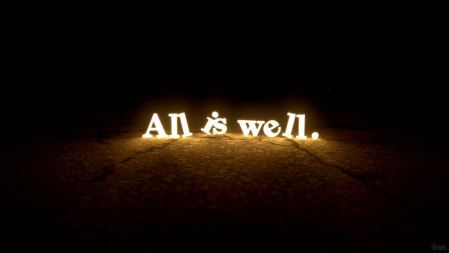 Glowing All Is Well Text on Dark Cracked Ground HD wallpaper