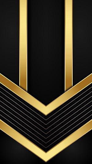 Black and Gold Geometric Chevron Pattern with Metallic Arrow Design HD phone wallpaper