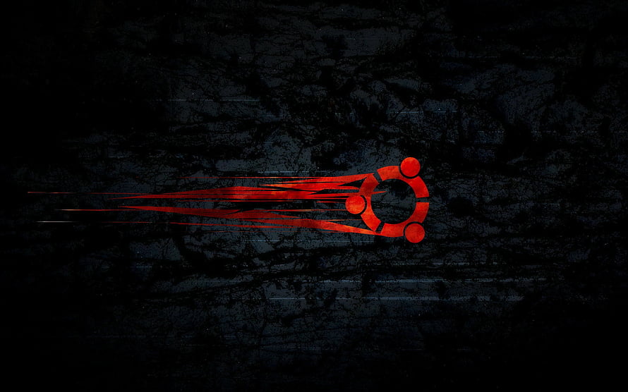Red Ubuntu Logo with Motion Streaks on Dark Textured Background HD wallpaper