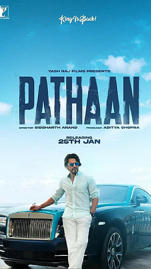 Shah Rukh Khan in Pathaan Movie Poster Leaning on Luxury Car HD phone wallpaper