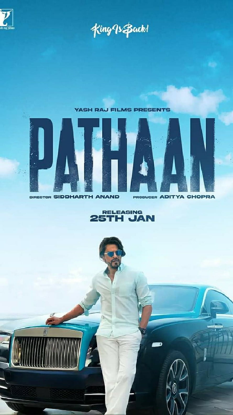 Shah Rukh Khan in Pathaan Movie Poster Leaning on Luxury Car HD phone wallpaper