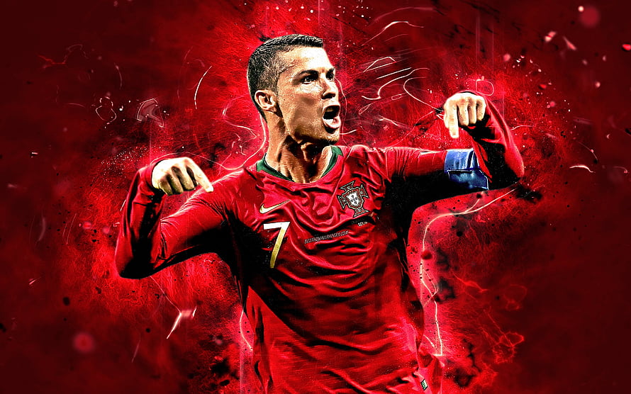 Cristiano Ronaldo Portugal National Team Goal Celebration Red Jersey Sports Art HD wallpaper
