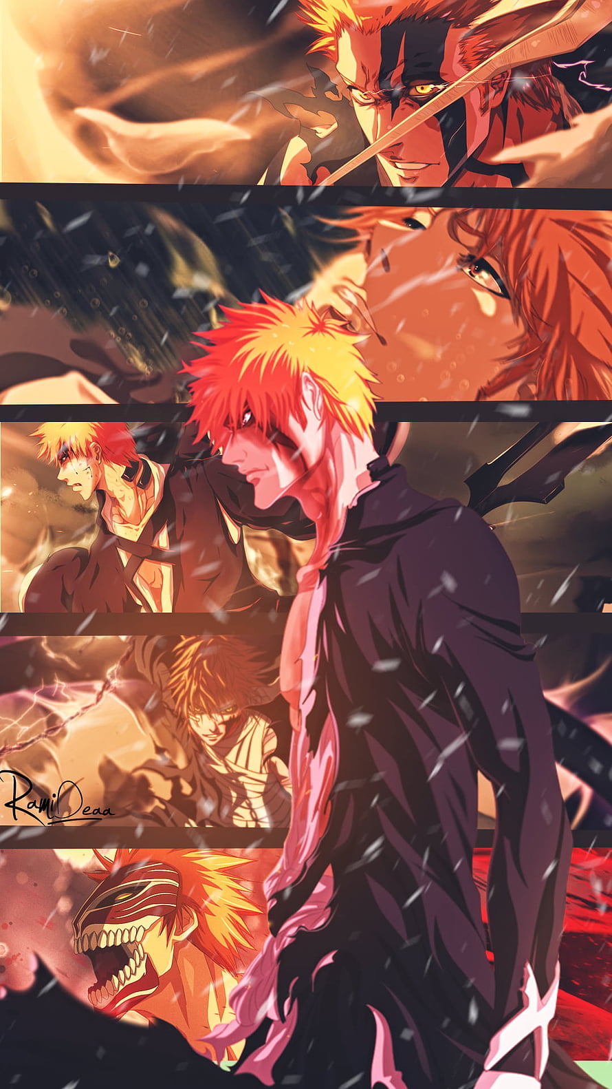 Ichigo Kurosaki Bleach Anime Character Artwork in Dynamic Combat Pose HD phone wallpaper