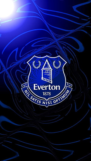 Everton Football Club Crest on Dark Blue Abstract Background HD phone wallpaper